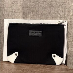 Balenciaga Men's Black and White Toiletry Bag